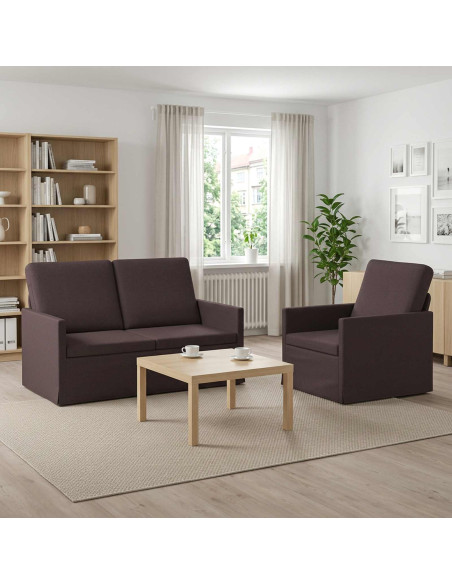 Set di divani 2 pcs Marrone Scuro Tessuto