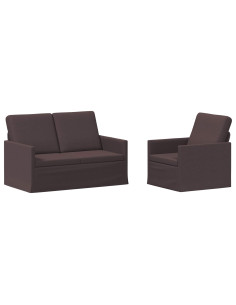 Set di divani 2 pcs Marrone Scuro Tessuto 2