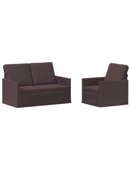 Set di divani 2 pcs Marrone Scuro Tessuto