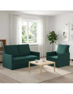 Set di divani 2 pcs Verde Scuro Tessuto
