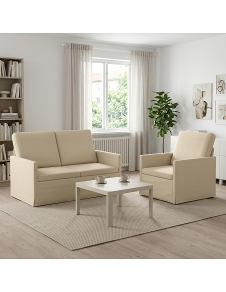 Set di divani 2 pcs Crema Tessuto