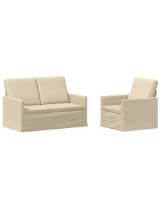 Set di divani 2 pcs Crema Tessuto 2