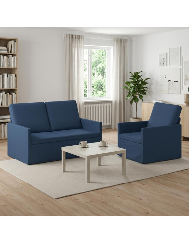 Set di divani 2 pcs Blu Tessuto