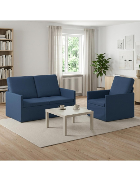 Set di divani 2 pcs Blu Tessuto