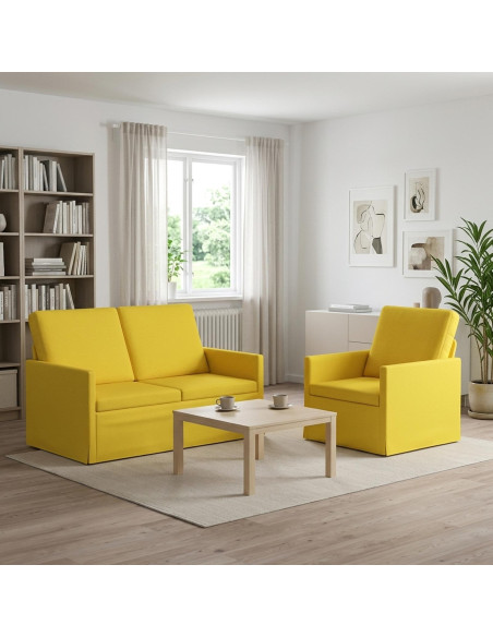 Set di divani 2 pcs Giallo Chiaro Tessuto