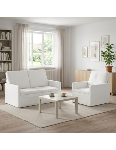 Set di divani 2 pcs Bianco Tessuto