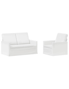 Set di divani 2 pcs Bianco Tessuto 2