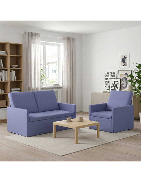 Set di divani 2 pcs Blu jeans Tessuto