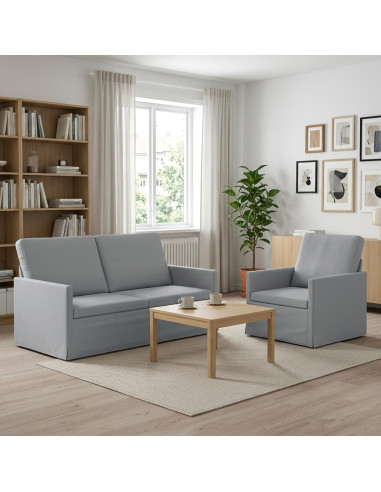 Set di divani 2 pcs Grigio Chiaro Tessuto