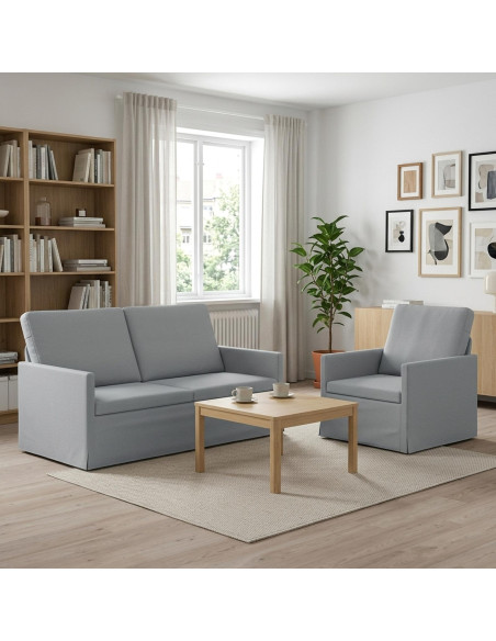 Set di divani 2 pcs Grigio Chiaro Tessuto