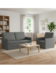 Set di divani 2 pcs Grigio Scuro Tessuto