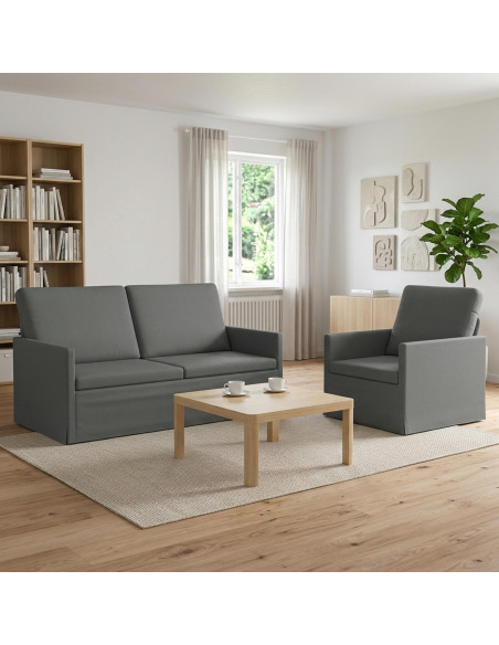 Set di divani 2 pcs Grigio Scuro Tessuto