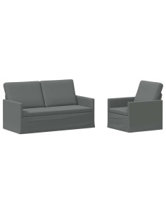 Set di divani 2 pcs Grigio Scuro Tessuto 2