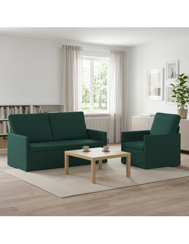 Set di divani 2 pcs Verde Scuro Tessuto