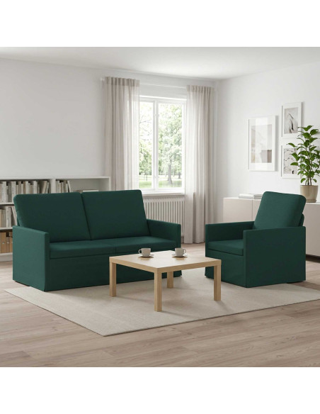 Set di divani 2 pcs Verde Scuro Tessuto