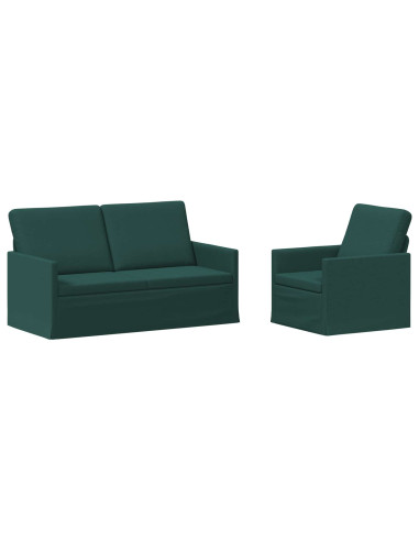 Set di divani 2 pcs Verde Scuro Tessuto