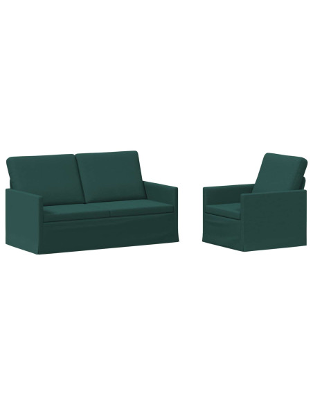 Set di divani 2 pcs Verde Scuro Tessuto