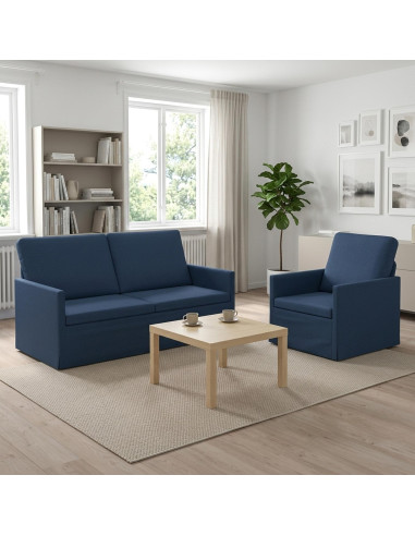 Set di divani 2 pcs Blu Tessuto