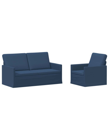 Set di divani 2 pcs Blu Tessuto