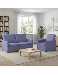 Set di divani 2 pcs Blu jeans Tessuto