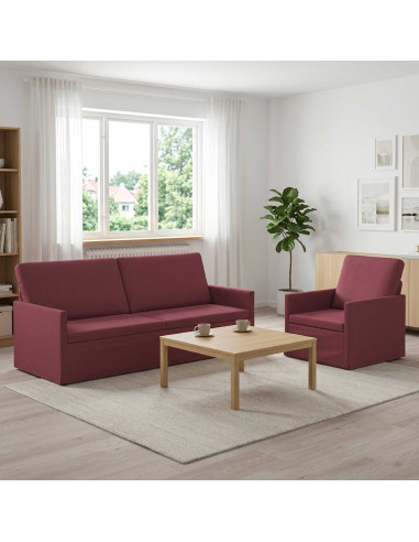 Set di divani 2 pcs Rosso Vino Tessuto