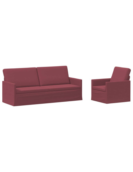 Set di divani 2 pcs Rosso Vino Tessuto