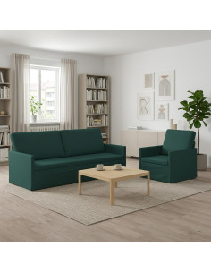 Set di divani 2 pcs Verde Scuro Tessuto