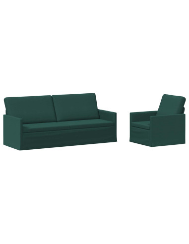 Set di divani 2 pcs Verde Scuro Tessuto