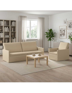 Set di divani 2 pcs Crema Tessuto
