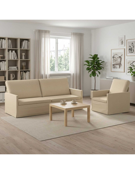 Set di divani 2 pcs Crema Tessuto