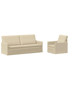Set di divani 2 pcs Crema Tessuto 2