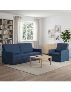 Set di divani 2 pcs Blu Tessuto