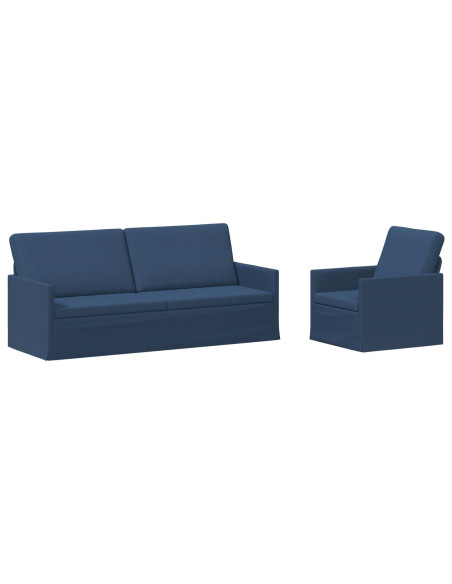 Set di divani 2 pcs Blu Tessuto