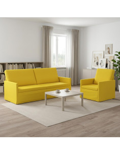Set di divani 2 pcs Giallo Chiaro Tessuto