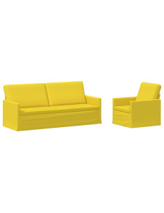 Set di divani 2 pcs Giallo Chiaro Tessuto 2