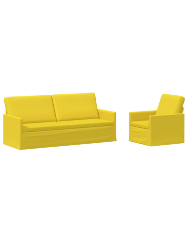 Set di divani 2 pcs Giallo Chiaro Tessuto