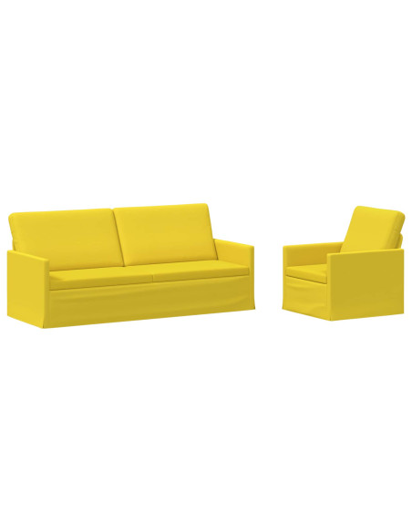 Set di divani 2 pcs Giallo Chiaro Tessuto
