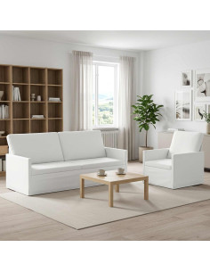 Set di divani 2 pcs Bianco Tessuto