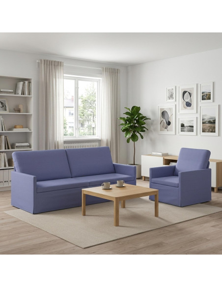 Set di divani 2 pcs Blu jeans Tessuto