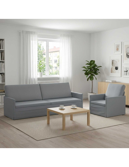Set di divani 2 pcs Grigio Chiaro Tessuto
