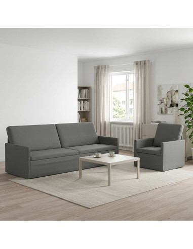 Set di divani 2 pcs Grigio Scuro Tessuto