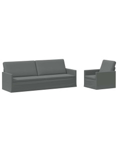 Set di divani 2 pcs Grigio Scuro Tessuto 2