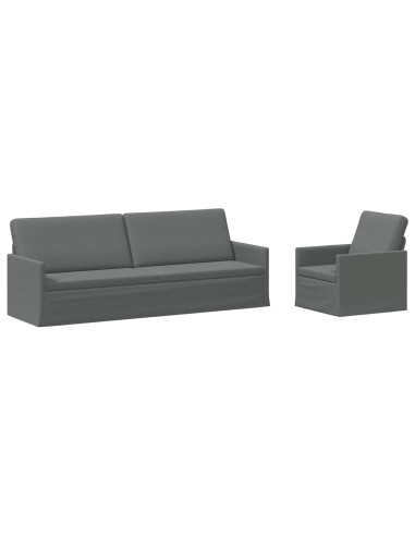 Set di divani 2 pcs Grigio Scuro Tessuto