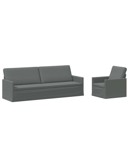 Set di divani 2 pcs Grigio Scuro Tessuto