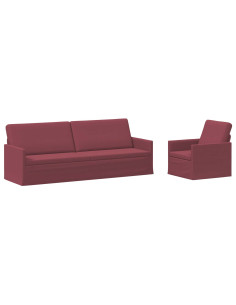 Set di divani 2 pcs Rosso Vino Tessuto 2