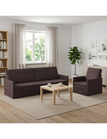 Set di divani 2 pcs Marrone Scuro Tessuto