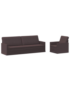 Set di divani 2 pcs Marrone Scuro Tessuto 2