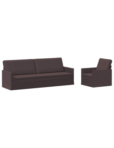 Set di divani 2 pcs Marrone Scuro Tessuto