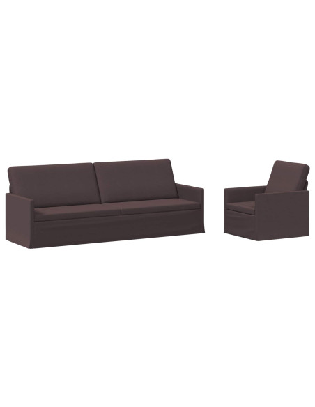 Set di divani 2 pcs Marrone Scuro Tessuto