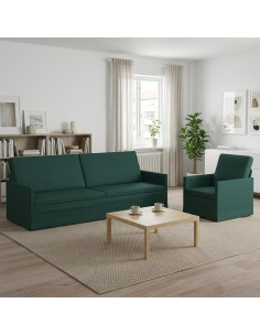 Set di divani 2 pcs Verde Scuro Tessuto